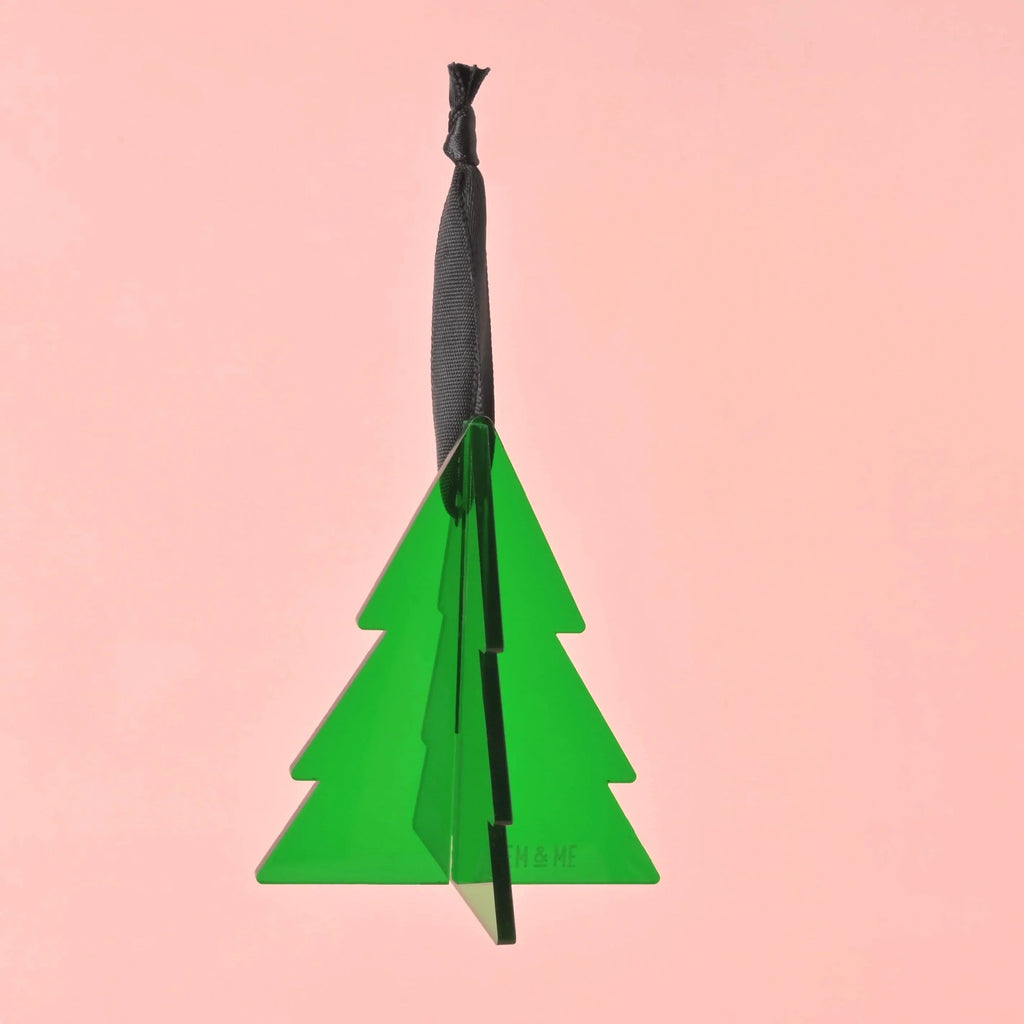 3D Christmas Tree Ornament, Green Acrylic