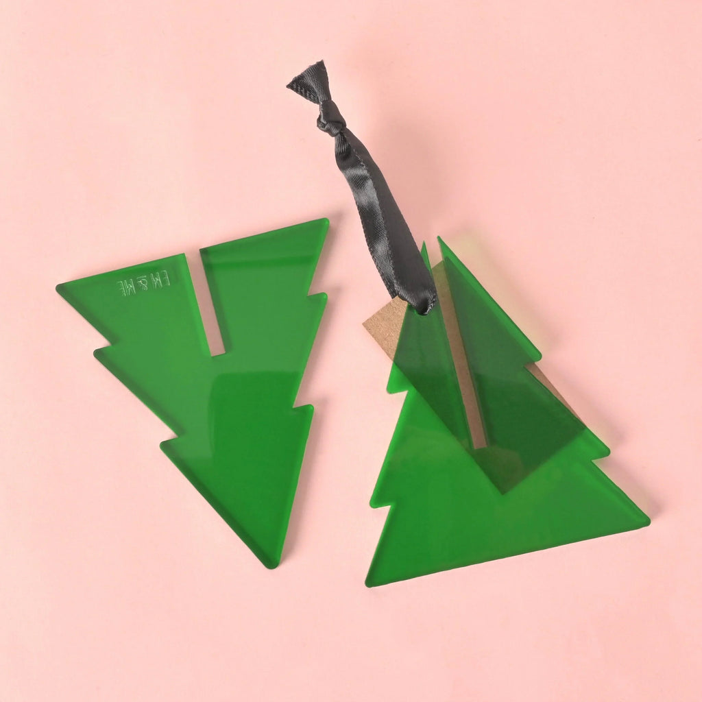 3D Christmas Tree Ornament, Green Acrylic