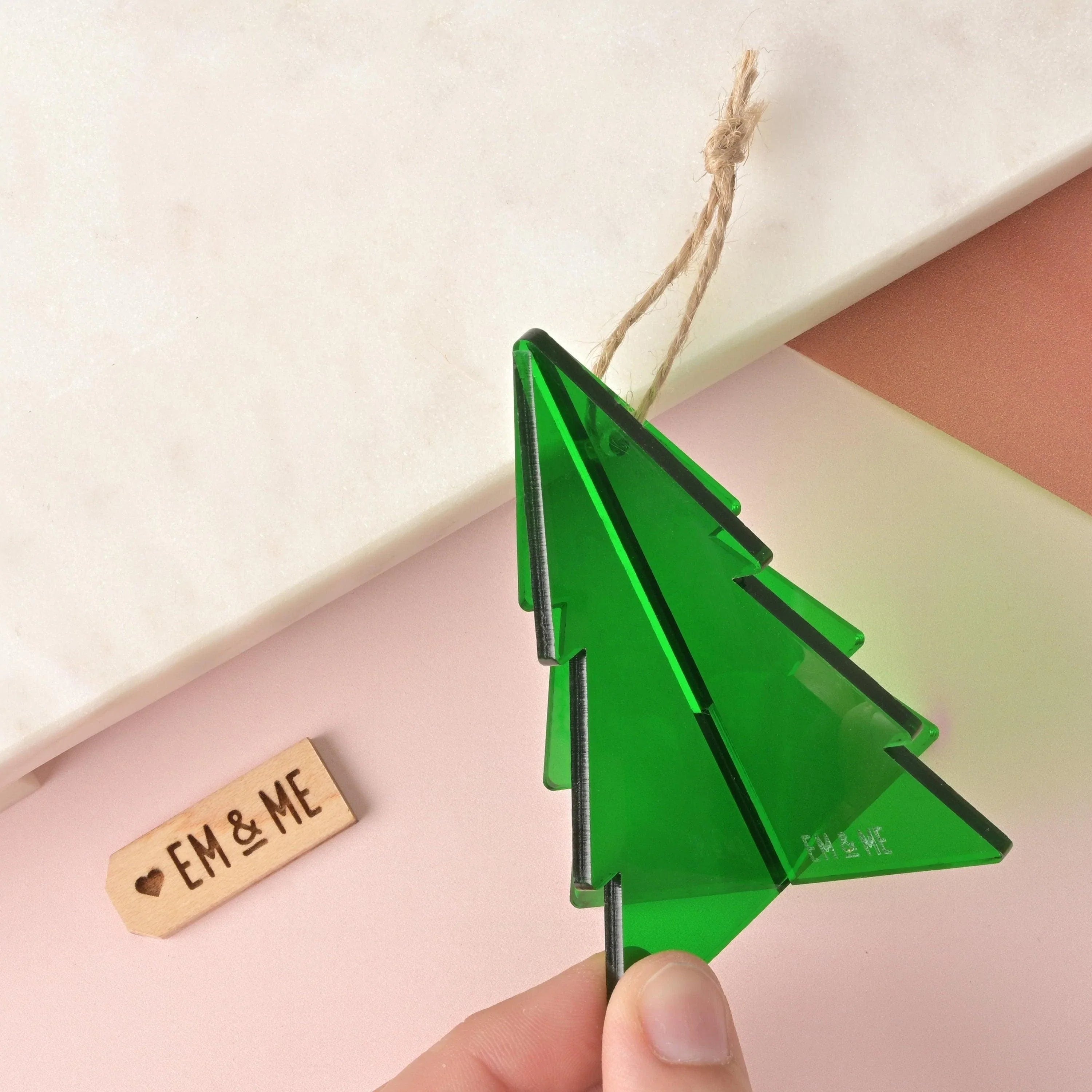 3D Christmas Tree Ornament, Green Acrylic