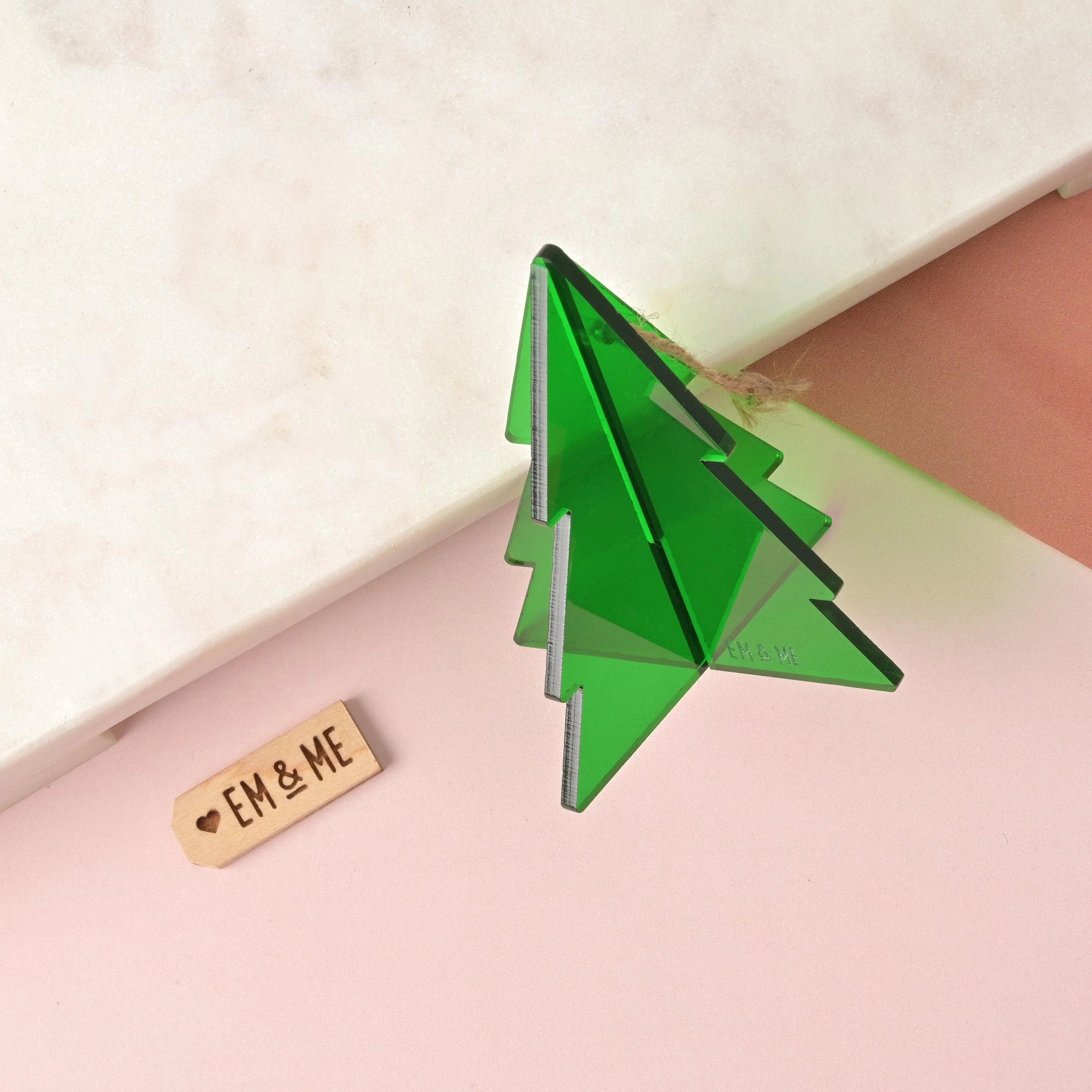 3D Christmas Tree Ornament, Green Acrylic