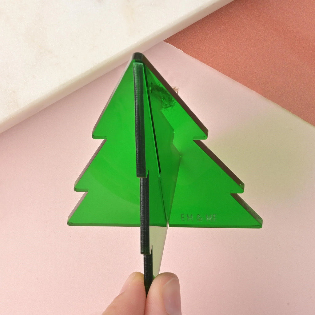 3D Christmas Tree Ornament, Green Acrylic
