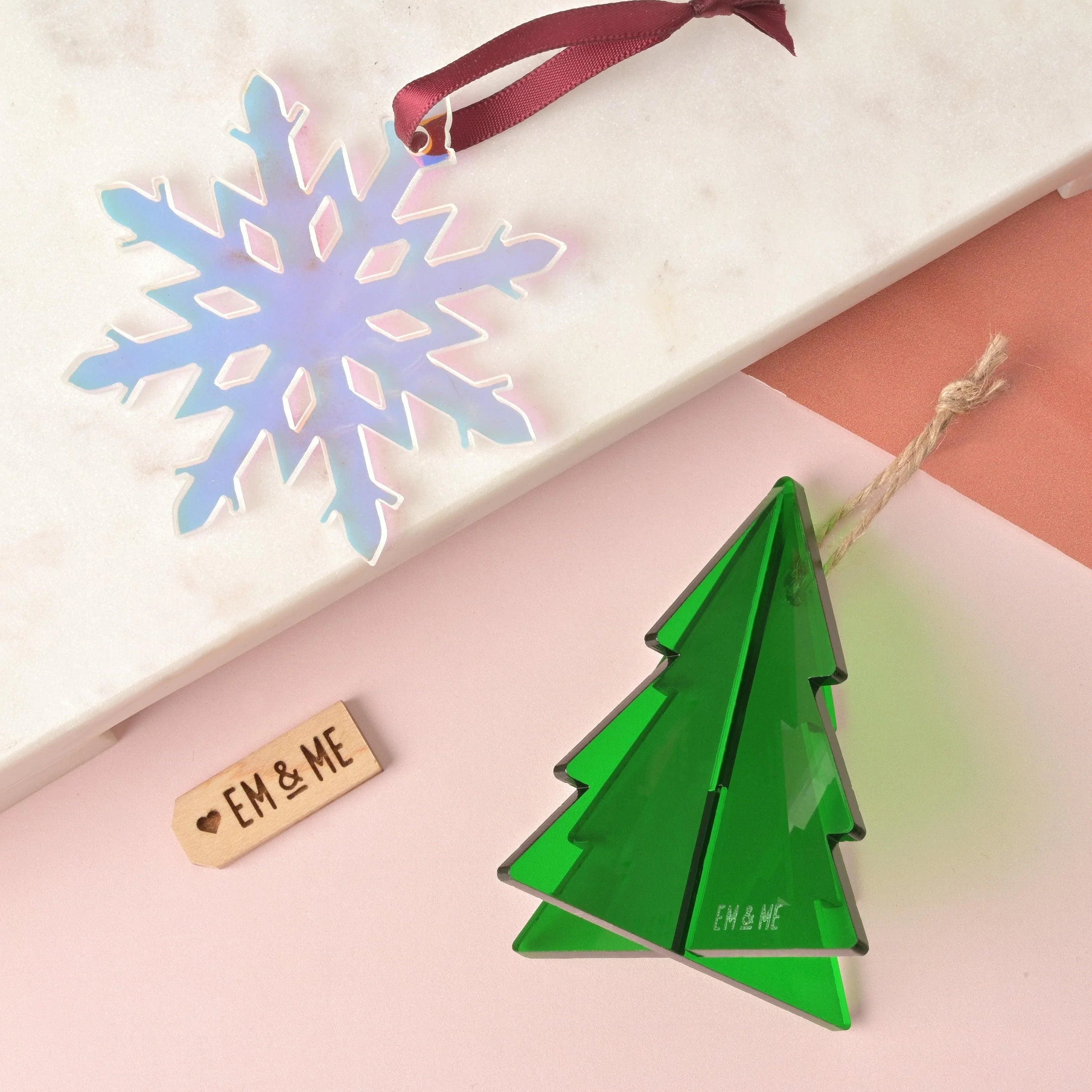 3D Christmas Tree Ornament, Green Acrylic