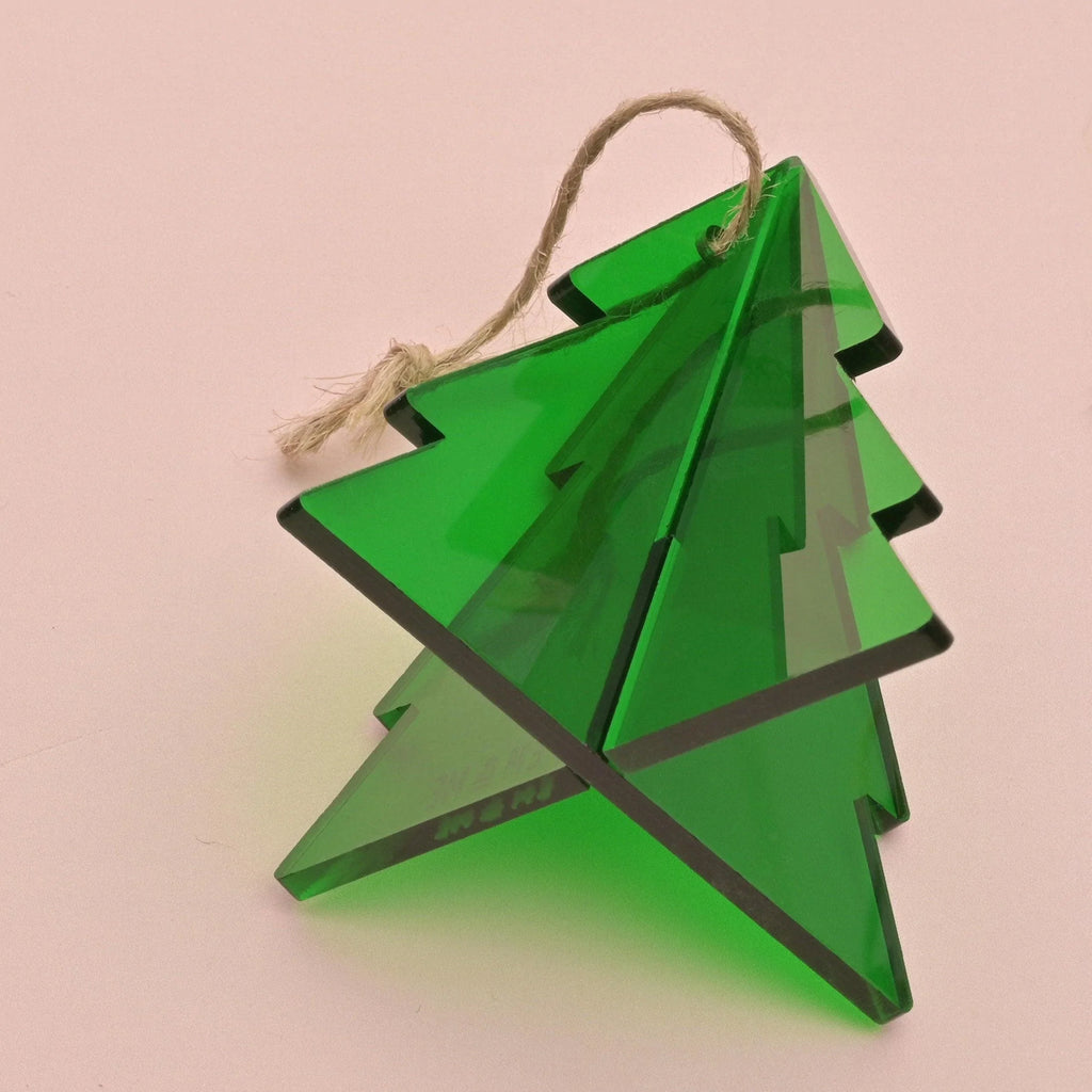 3D Christmas Tree Ornament, Green Acrylic