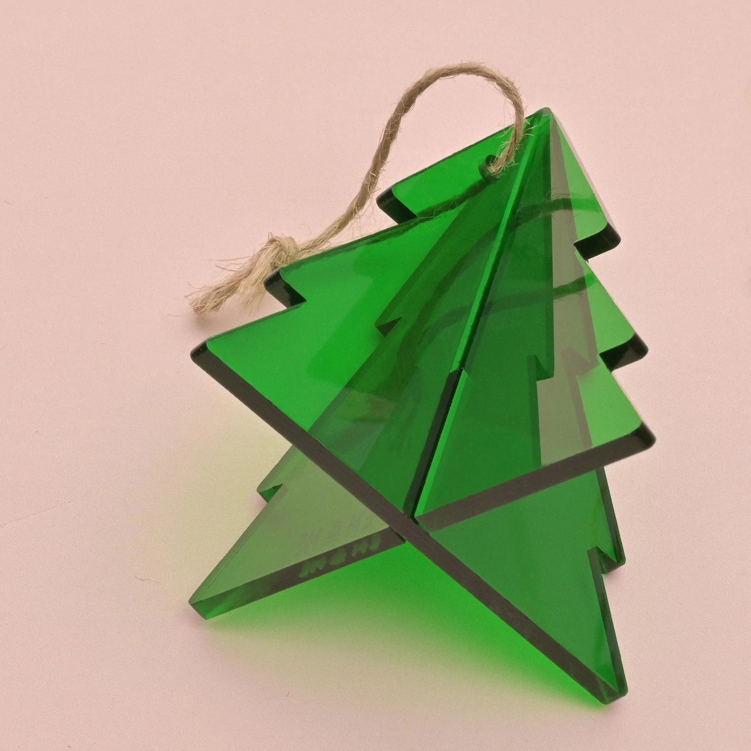 3D Christmas Tree Ornament, Green Acrylic