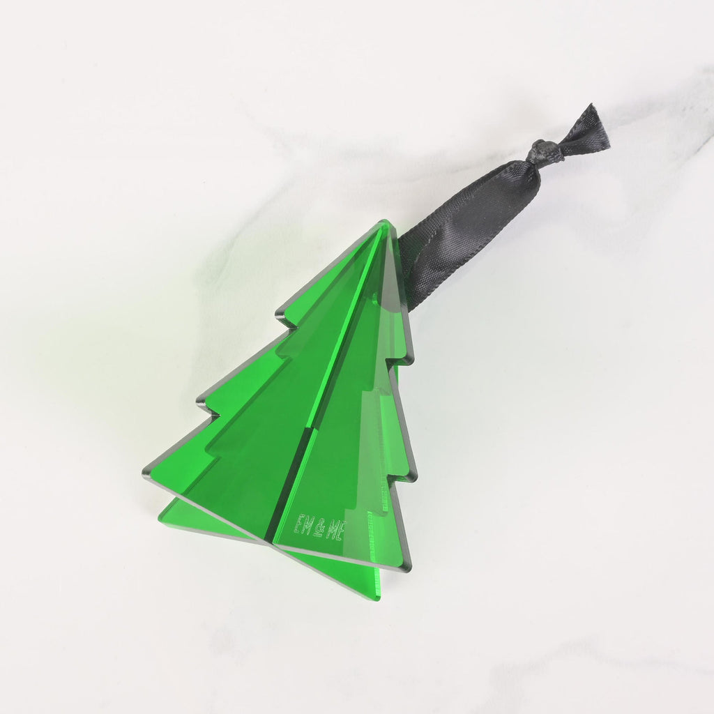 3D Christmas Tree Ornament, Green Acrylic