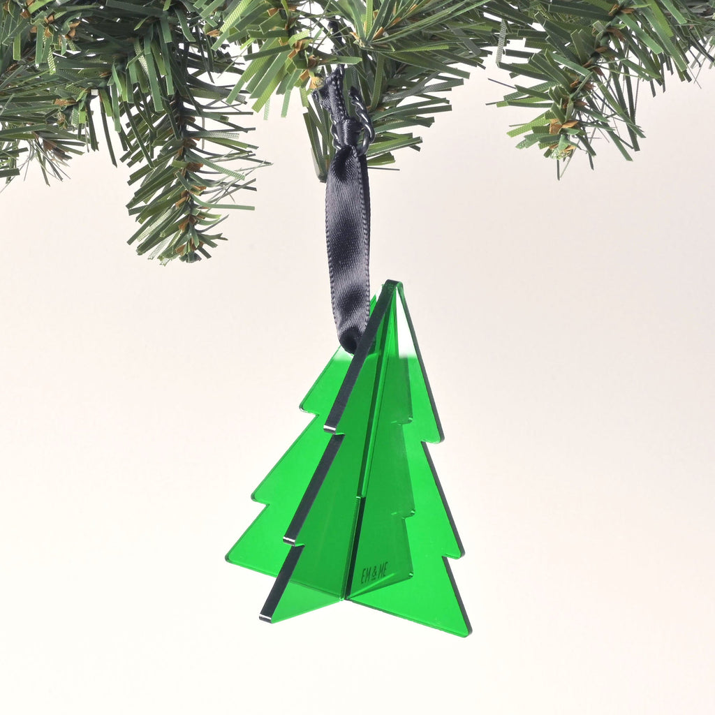 3D Christmas Tree Ornament, Green Acrylic