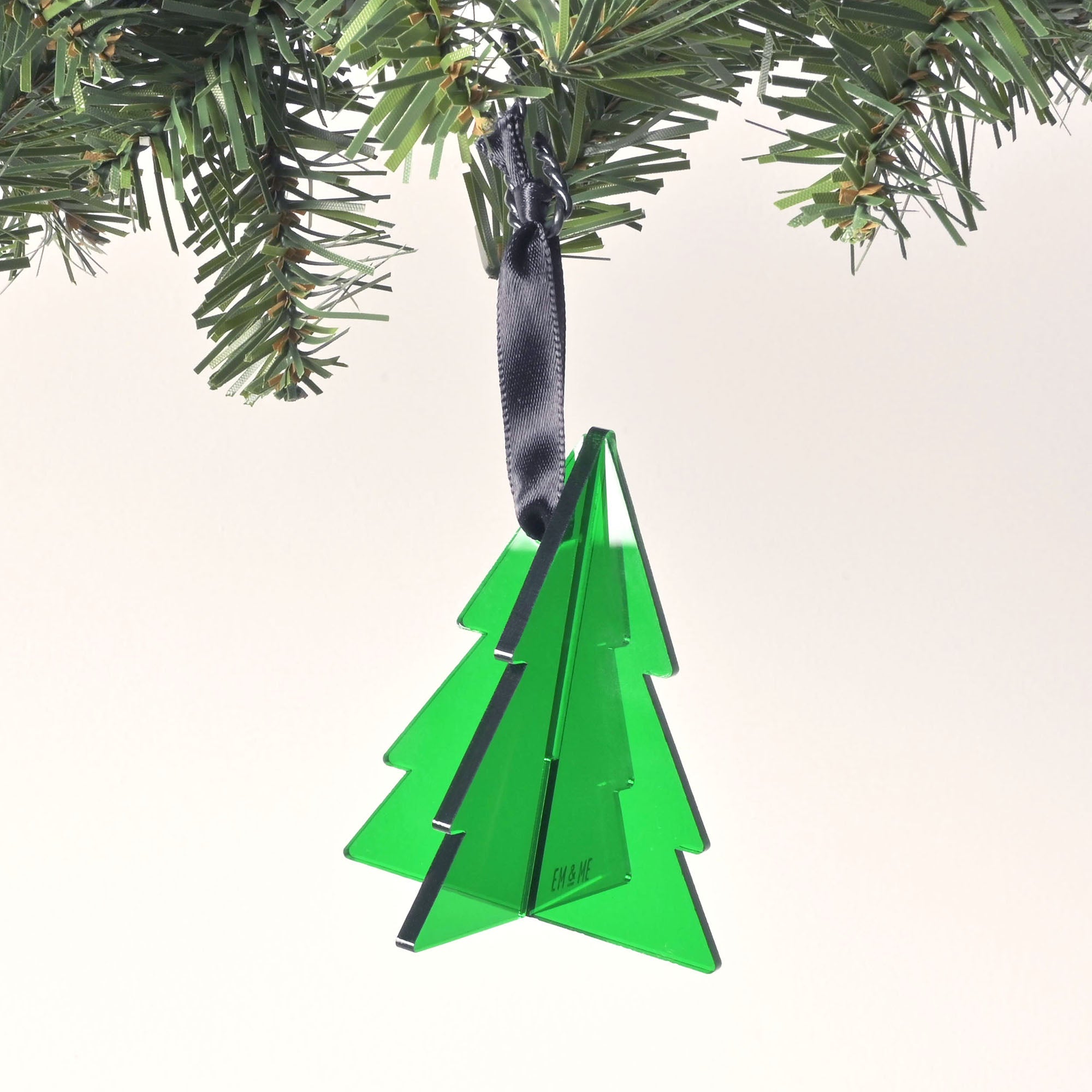 3D Christmas Tree Ornament, Green Acrylic