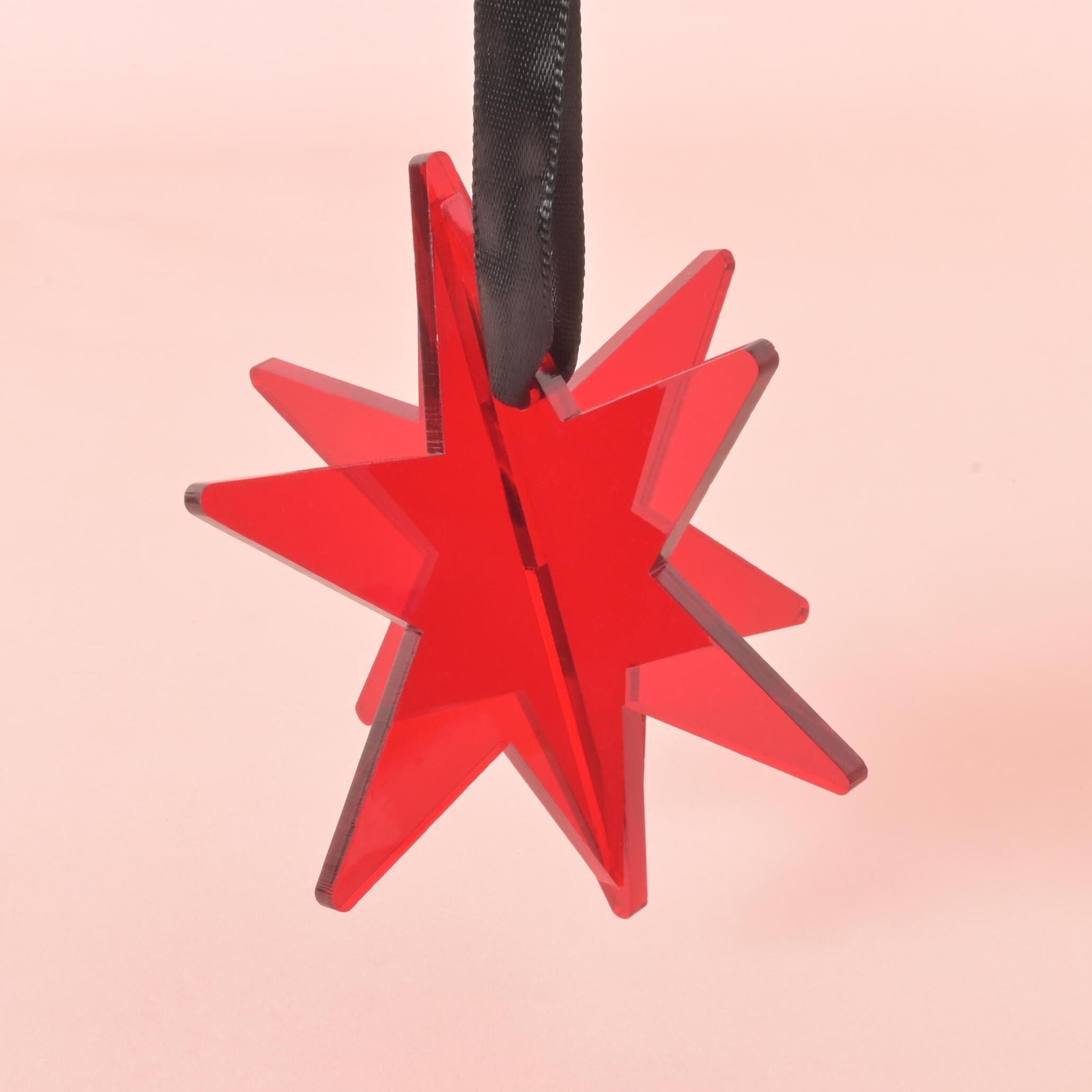 Chicago Star Ornament, Red Acrylic